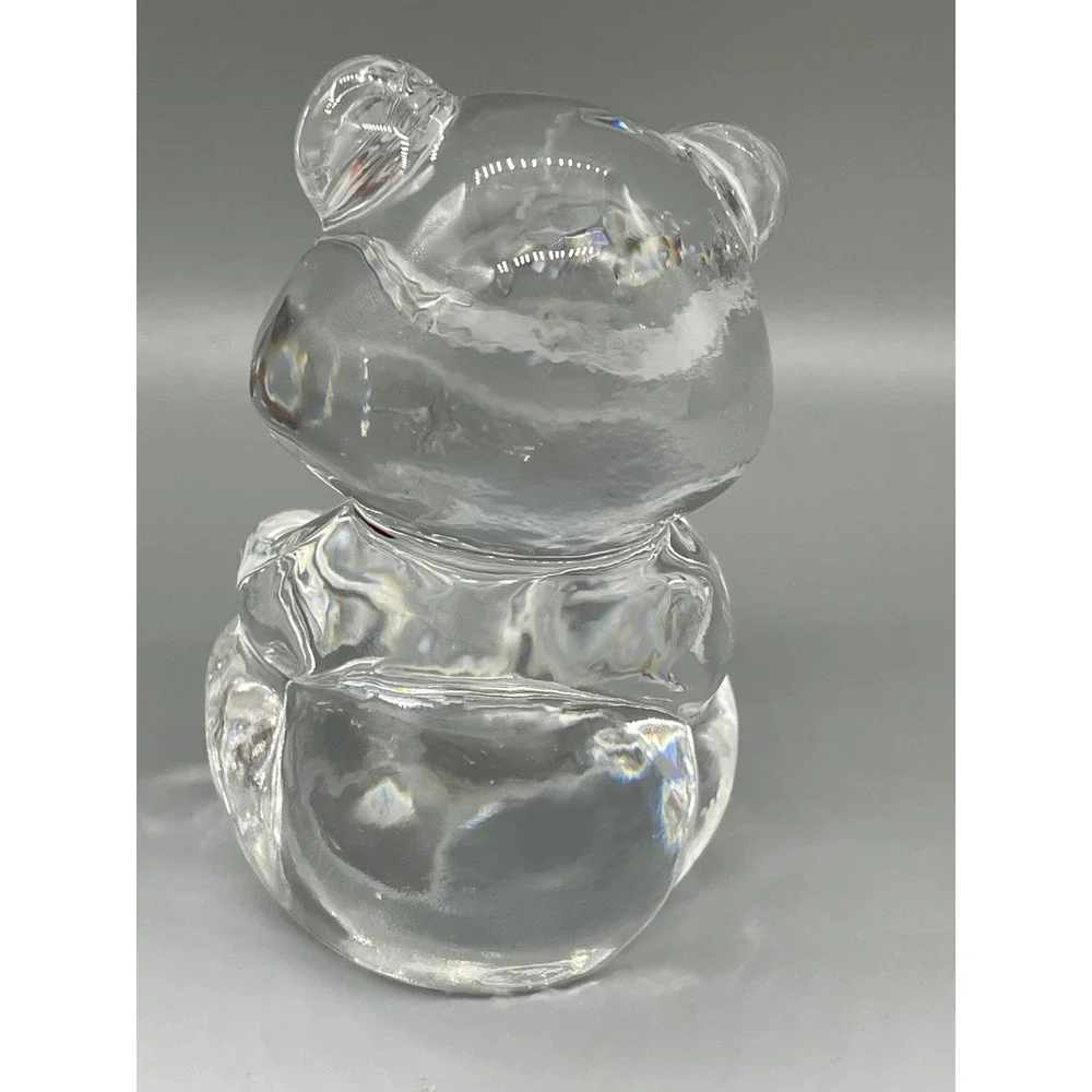 Fenton Teddy Bear Figurine with‎ Red Heart Clear Art Glass Paperweight